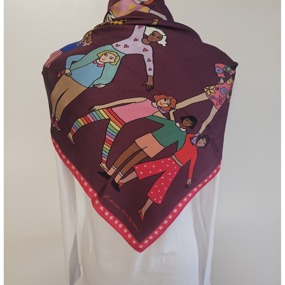 TALBOTS Art of the Scarf Silk 41" Square Celebrating Women Karen Mabon -L10